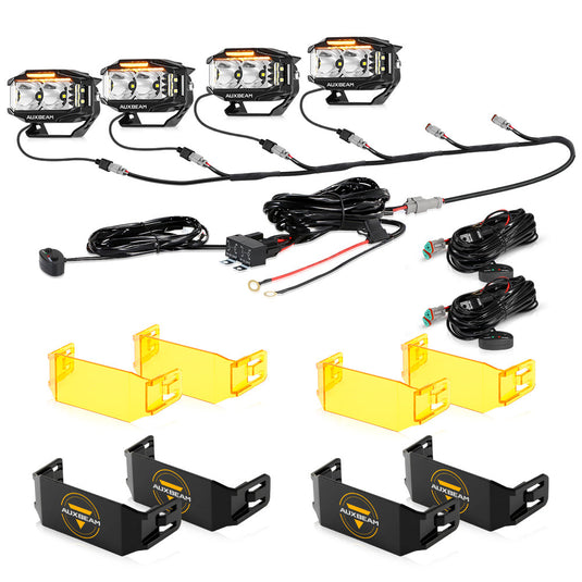 V-MAX Series | 4 Inch 72W 6960LM Combo Beam Side Shooter LED Rectangular Pod Lights with Amber DRL