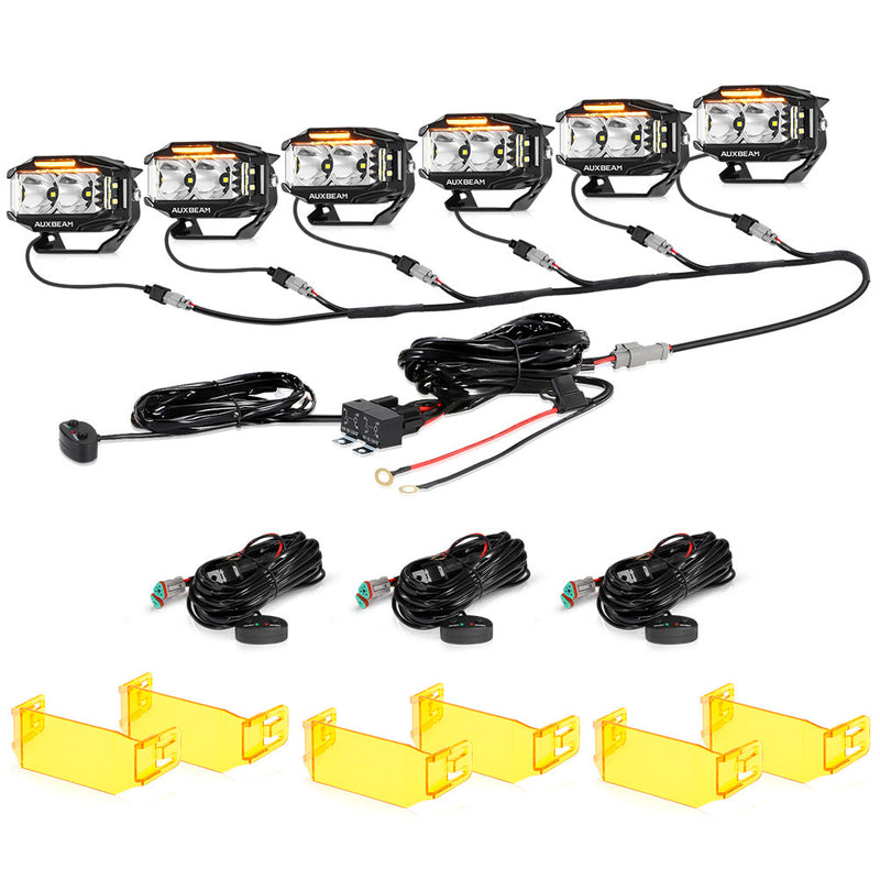 Load image into Gallery viewer, V-MAX Series | 4 Inch 72W 6960LM Combo Beam Side Shooter LED Rectangular Pod Lights with Amber DRL
