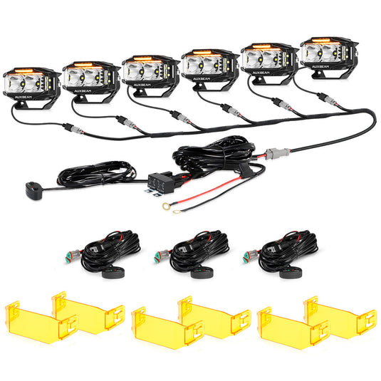 V-MAX Series | 4 Inch 72W 6960LM Combo Beam Side Shooter LED Rectangular Pod Lights with Amber DRL