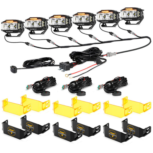 V-MAX Series | 4 Inch 72W 6960LM Combo Beam Side Shooter LED Rectangular Pod Lights with Amber DRL