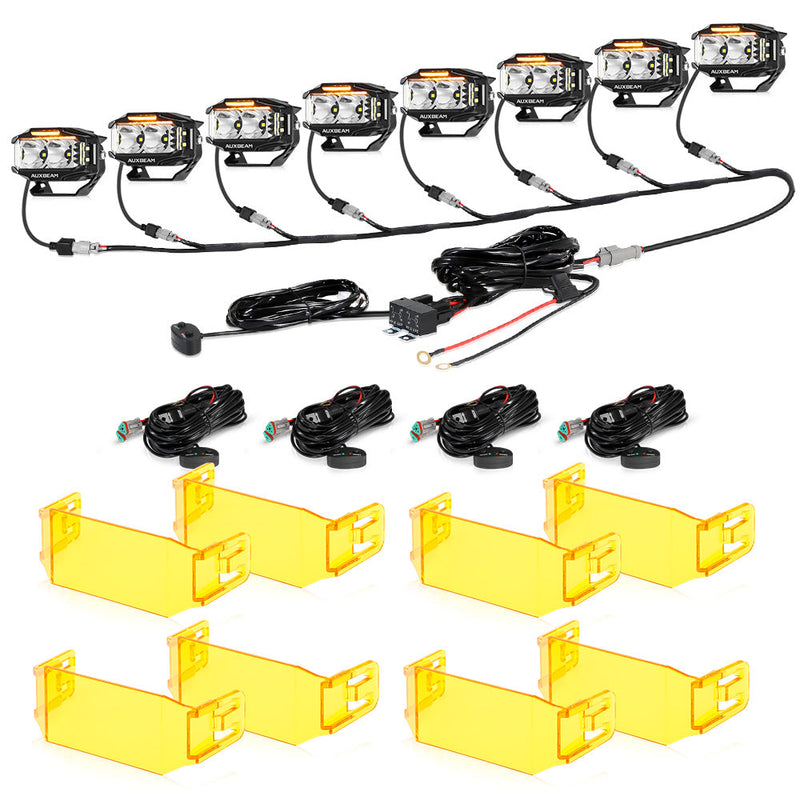 Load image into Gallery viewer, V-MAX Series | 4 Inch 72W 6960LM Combo Beam Side Shooter LED Rectangular Pod Lights with Amber DRL
