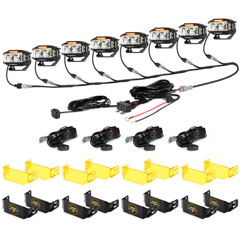 Load image into Gallery viewer, V-MAX Series | 4 Inch 72W 6960LM Combo Beam Side Shooter LED Rectangular Pod Lights with Amber DRL
