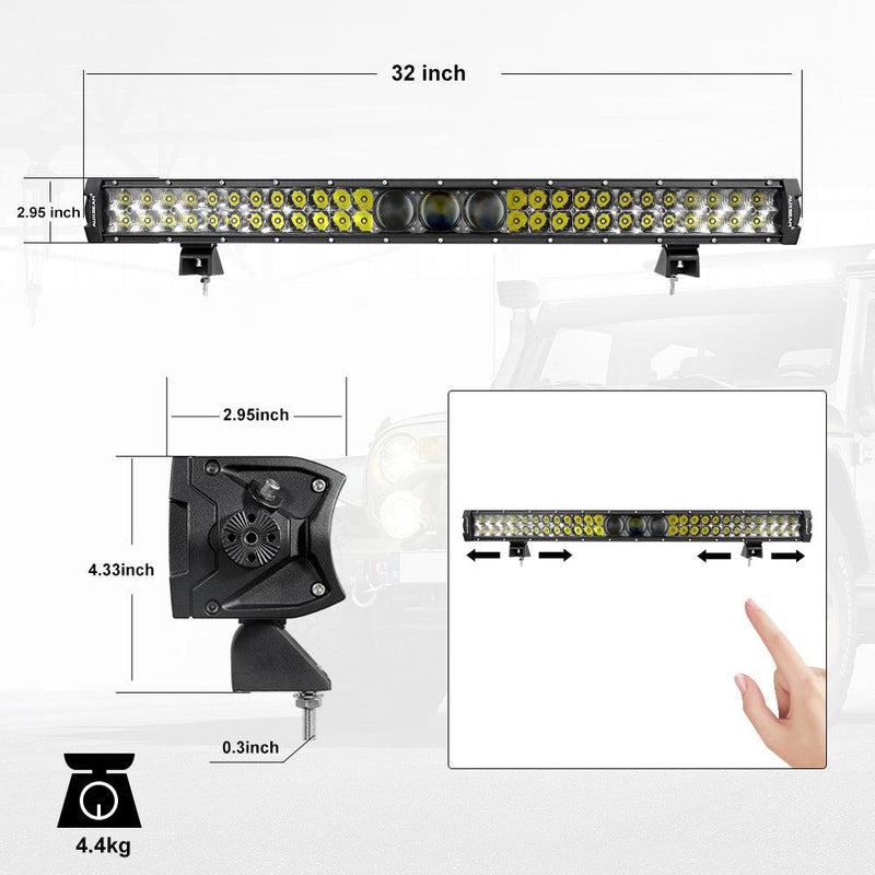 Load image into Gallery viewer, AR-800 RGB Switch Panel with APP+32 Inch 5D-PRO LED Light Bar, Toggle/ Momentary/ Pulsed Mode Supported

