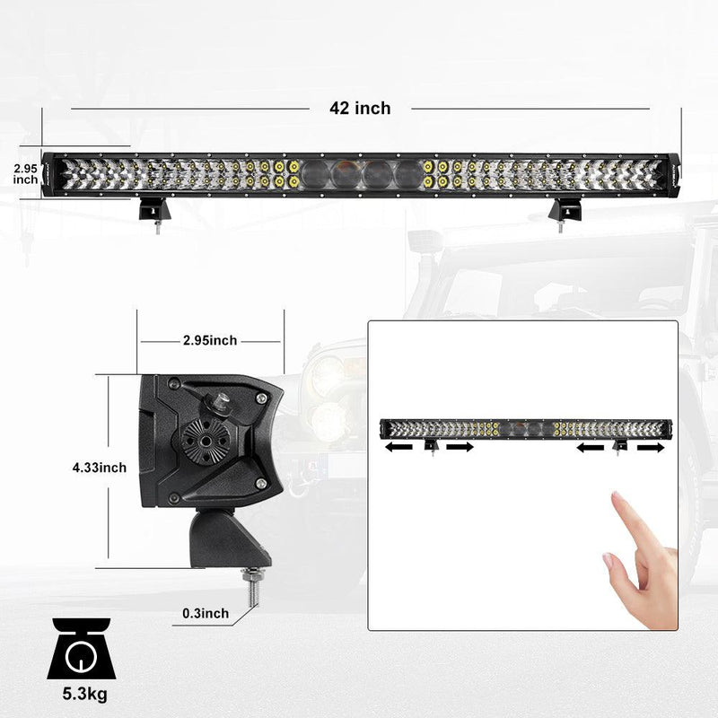 Load image into Gallery viewer, AR-800 RGB Switch Panel with APP+42 Inch 5D-PRO LED Light Bar, Toggle/ Momentary/ Pulsed Mode Supported
