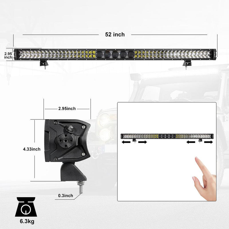 Load image into Gallery viewer, AR-800 RGB Switch Panel with APP+52 Inch 5D-PRO LED Light Bar, Toggle/ Momentary/ Pulsed Mode Supported
