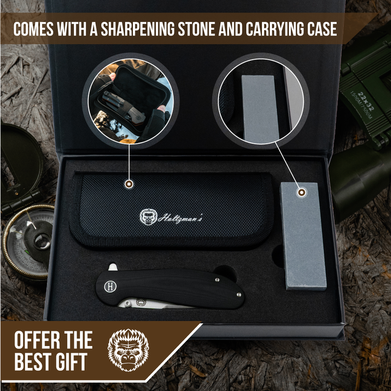 Load image into Gallery viewer, The Straight Back Folding Pocket Knife Giftset for Men and Women (Silver and Black)
