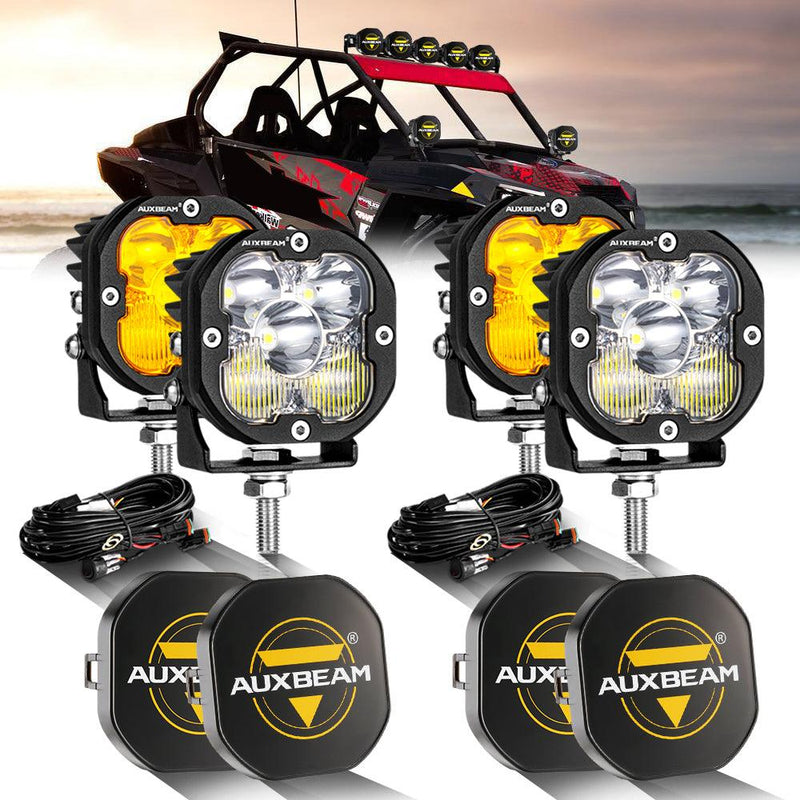 Load image into Gallery viewer, 3 Inch 80W 9600LM LED Pods Lights White&amp;Amber for ATV UTV SIDE BY SIDE 4X4
