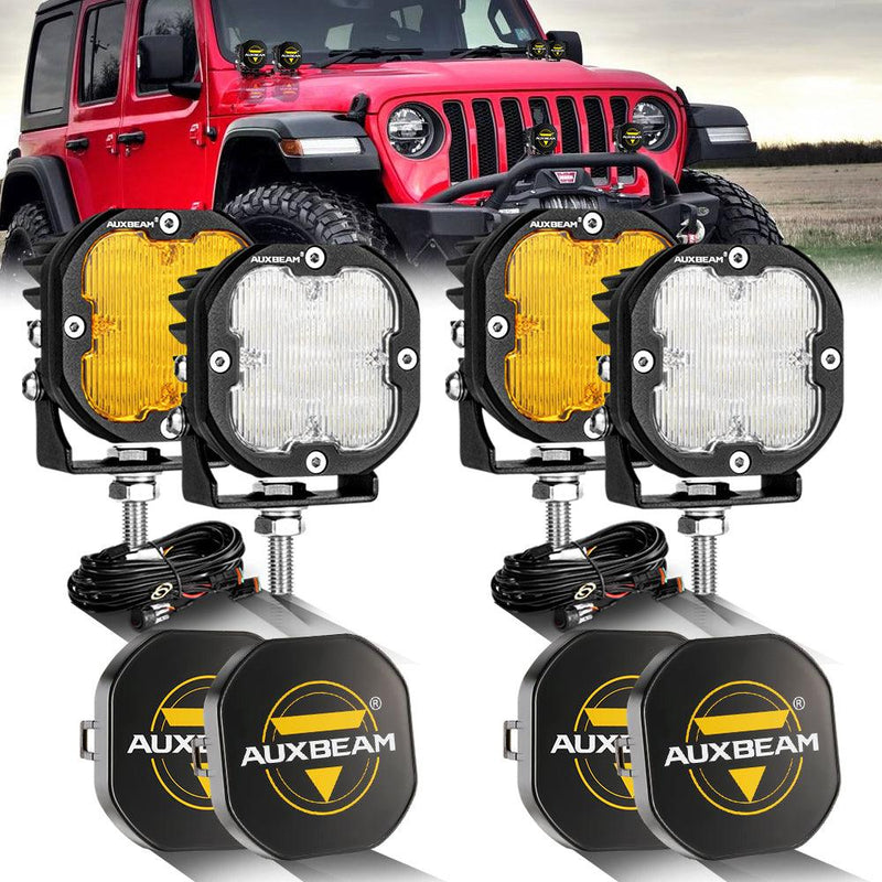 Load image into Gallery viewer, 3 Inch 80W 9600LM LED Pods Lights White&amp;Amber for JEEP
