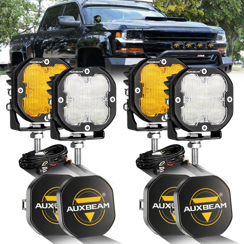 Load image into Gallery viewer, 3 Inch 80W 9600LM LED Pods Lights White&amp;Amber for CHEVROLET
