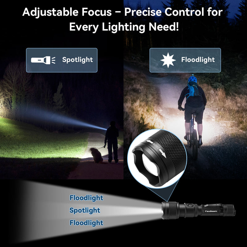 Load image into Gallery viewer, FlexBeam- 1200 Lumen Adjustable Beam Rechargeable Flashlight
