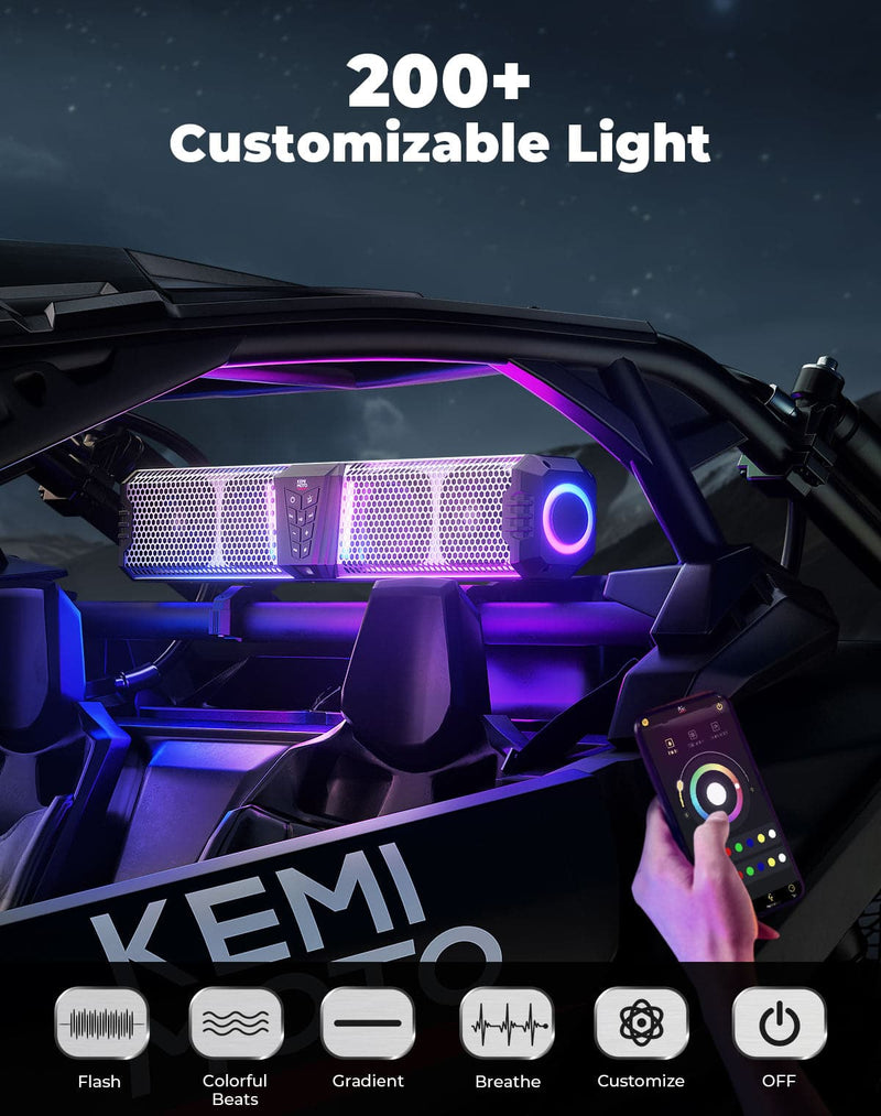 Load image into Gallery viewer, KEMIMOTO Midnight S60 26" RGB UTV Sound Bar for Golf Cart Marine 1"-2" Roll Bar

