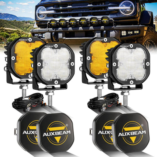 XP-ULTRA Series 3 Inch 80W Flood Beam LED Pods Amber&White Offroad Lights