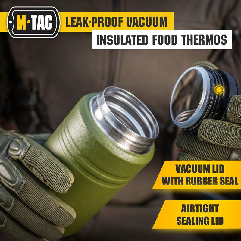 Load image into Gallery viewer, M-Tac Stainless 25 oz Thermos with folding spoon Olive
