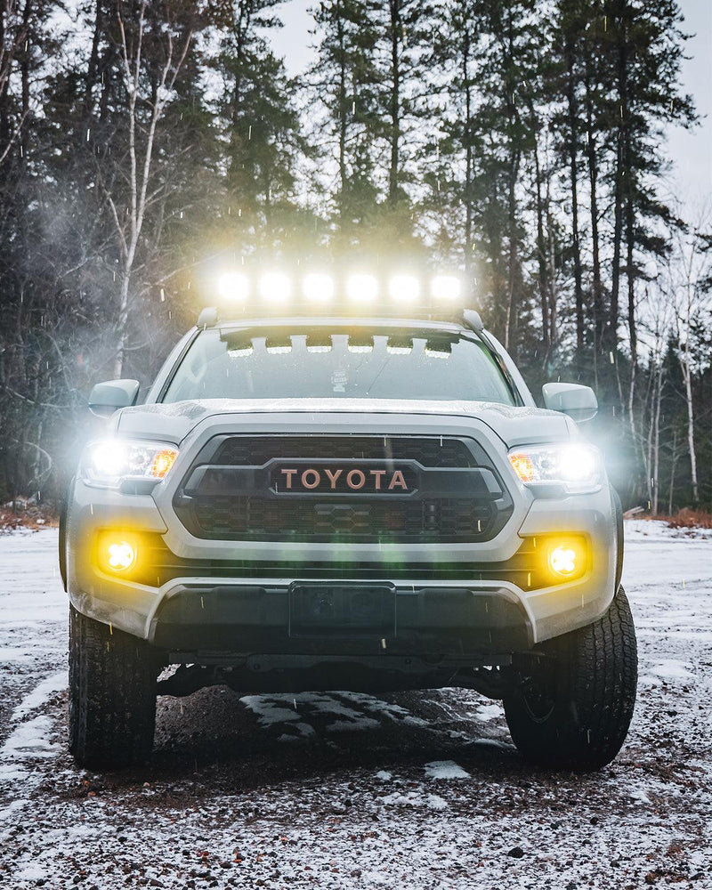 Load image into Gallery viewer, V-MAX Series | 4 Inch 92W 8960LM Combo Beam Side Shooter LED Square Pod Lights with Amber DRL
