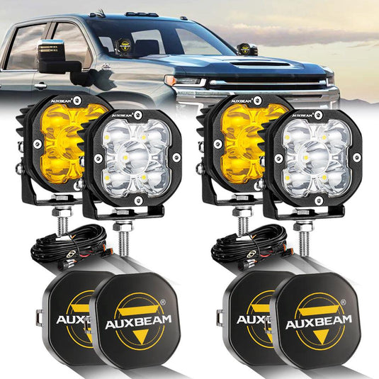 3 Inch 80W 9600LM LED Pods Lights White&Amber for CHEVROLET