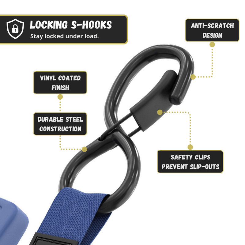 Load image into Gallery viewer, Retractable Ratchet Straps - 1" x 15 ft (1,760 lbs Break Strength) | Auto Self Retracting Cargo Tie Down Strap Set
