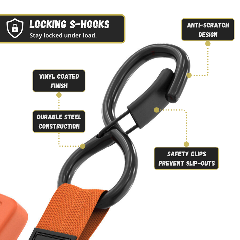 Load image into Gallery viewer, Retractable Ratchet Straps - 1" x 15 ft (1,760 lbs Break Strength) | Auto Self Retracting Cargo Tie Down Strap Set
