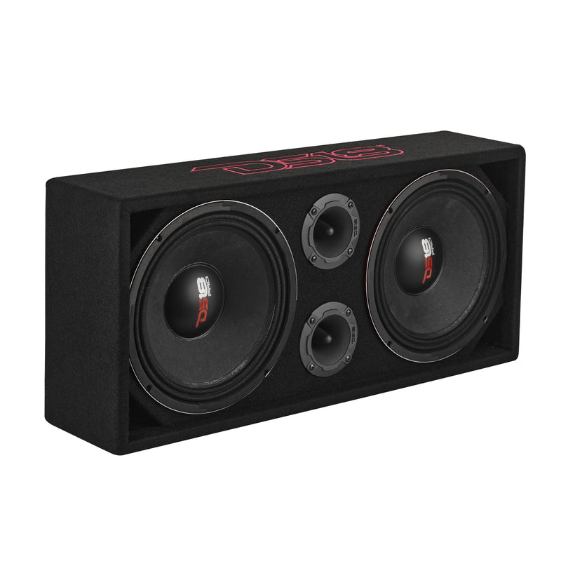 Load image into Gallery viewer, Loaded Voceteo Enclosure with Dual 10" Mids, Dual 3.78" Tweeters, Amplifier &amp; Speakon Cable
