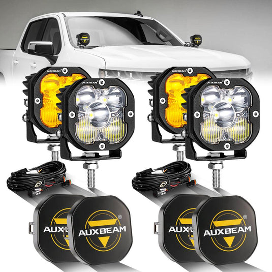 3 Inch 80W 9600LM LED Pods Lights White&Amber for CHEVROLET
