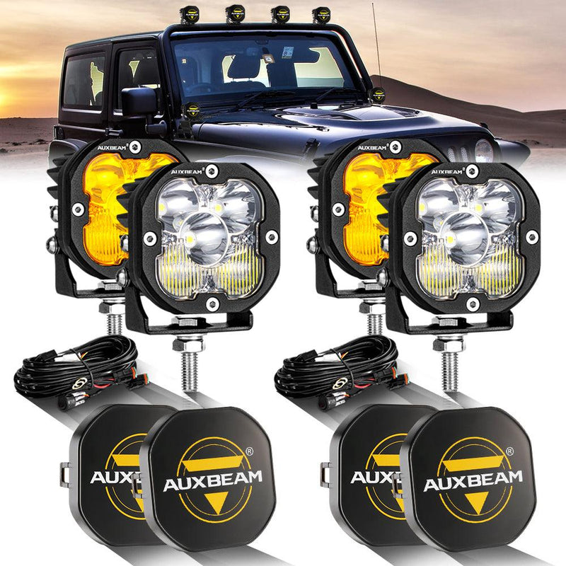 Load image into Gallery viewer, 3 Inch 80W 9600LM LED Pods Lights White&amp;Amber for JEEP
