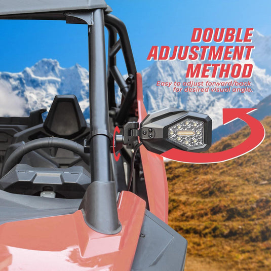 Mirrors with LED Turn Signal Lights For RZR