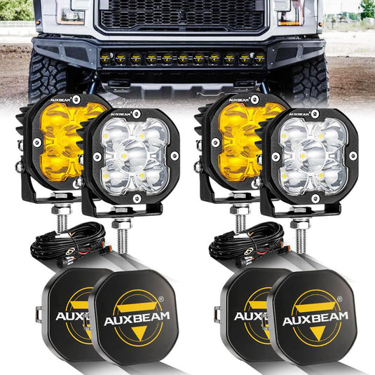 3 Inch 80W 9600LM LED Pods Lights White&Amber for FORD