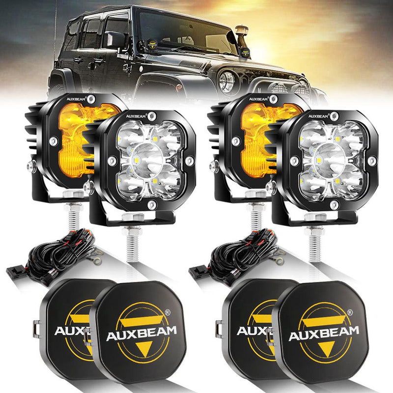 Load image into Gallery viewer, 3 Inch 80W 9600LM LED Pods Lights White&amp;Amber for JEEP
