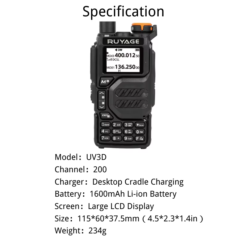 Ruyage Radio Analog Signal 5W Walkie-Talkie(UV3D)