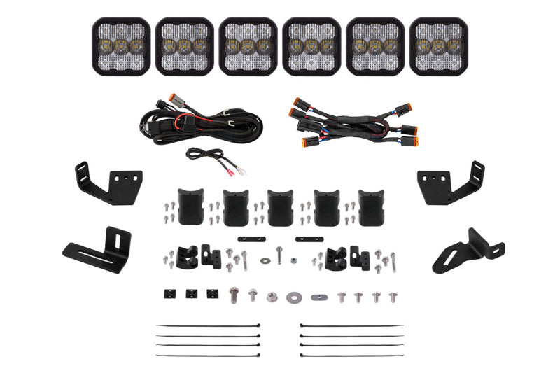 Load image into Gallery viewer, Diode Dynamics Prinsu/Sherpa Roof Racks- SS5 7-Pod CrossLink Mounting Kit - Pro Yellow Combo
