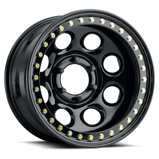 Raceline RT81 Rock 8 17x9.5in / 5x114.3 BP / -44mm Offset / 83.82mm Bore- Gloss Black Beadlock Wheel