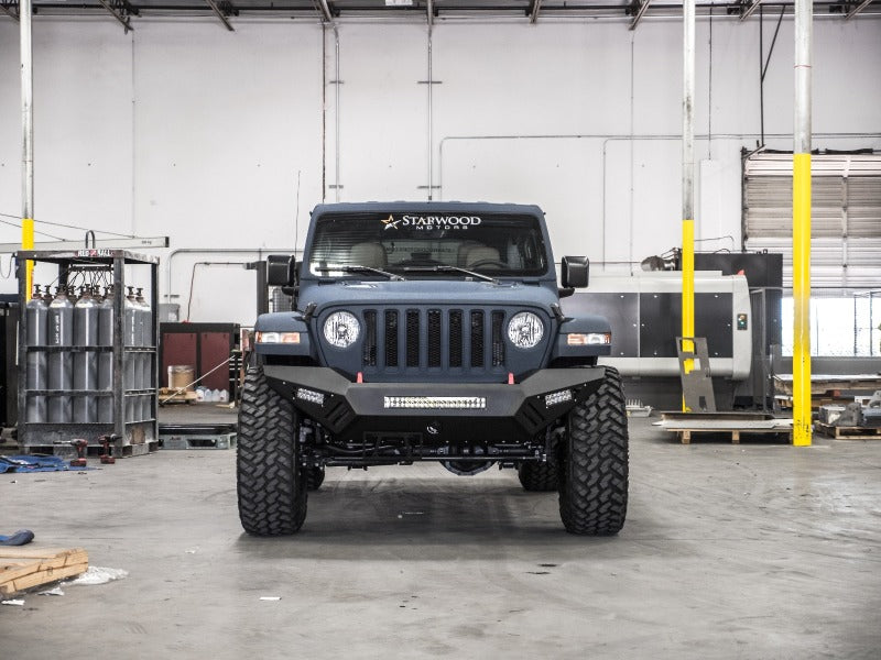 Load image into Gallery viewer, Road Armor 18-20 Jeep Wrangler JL SPARTAN Bolt-On Front Bumper Skid Plate Guard - Tex Blk

