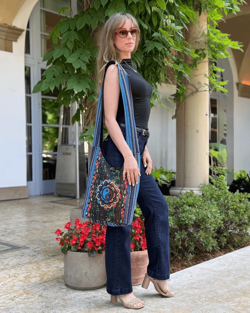 Load image into Gallery viewer, Kathmandu Collection Yin Yang Print Hobo Bag
