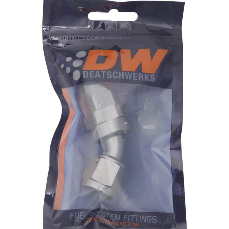 Load image into Gallery viewer, DeatschWerks 8AN Female Swivel 45-Degree Hose End PTFE (Incl. 1 Olive Insert)
