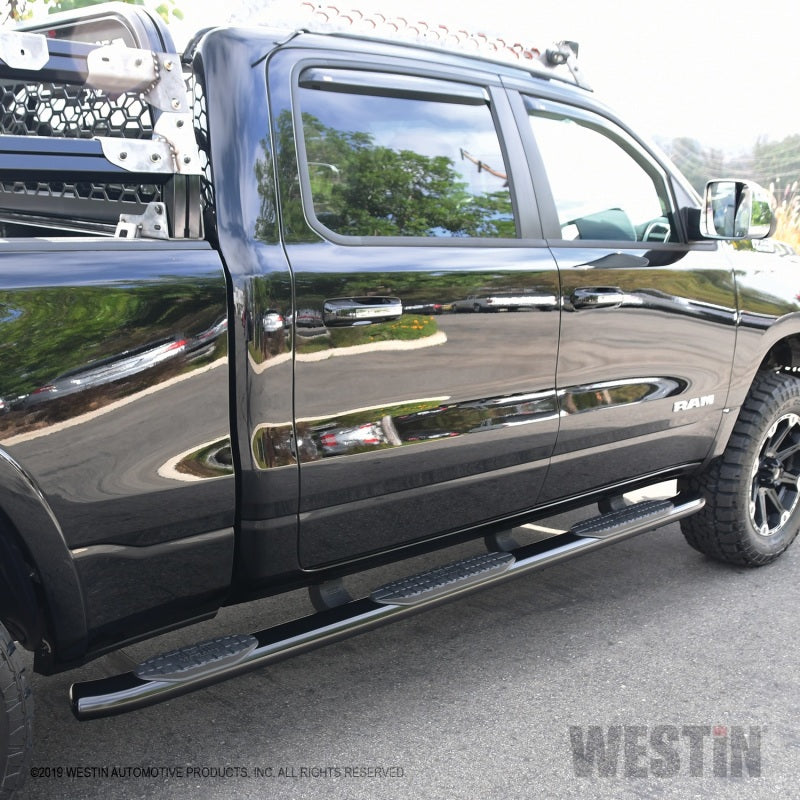 Load image into Gallery viewer, Westin 19-22 RAM 1500 CC 5ft7in. Bed (Excl. Classic) PRO TRAXX 5 W2W Oval Nerf Step Bars - Black
