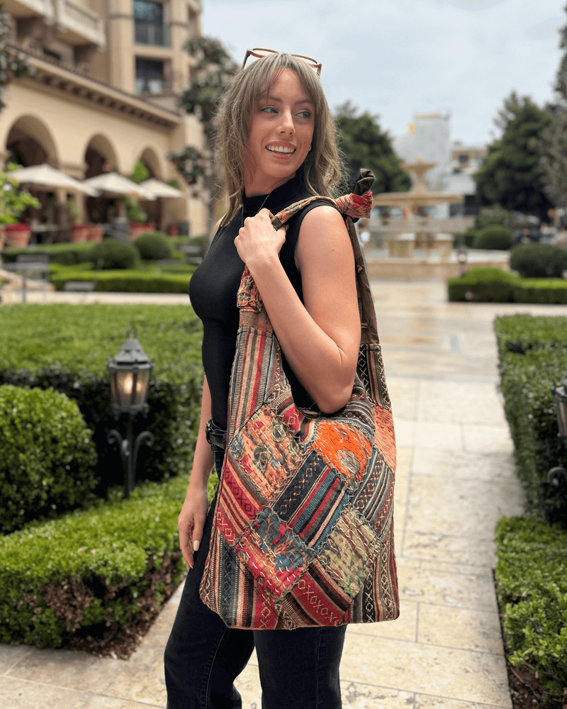 Load image into Gallery viewer, Kathmandu Collection Quilted Patchwork Hobo Bag
