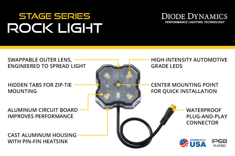 Load image into Gallery viewer, Diode Dynamics Stage Series SXS Rock Light Installer Kit - RGBW M8 w/Controller (8-pack)
