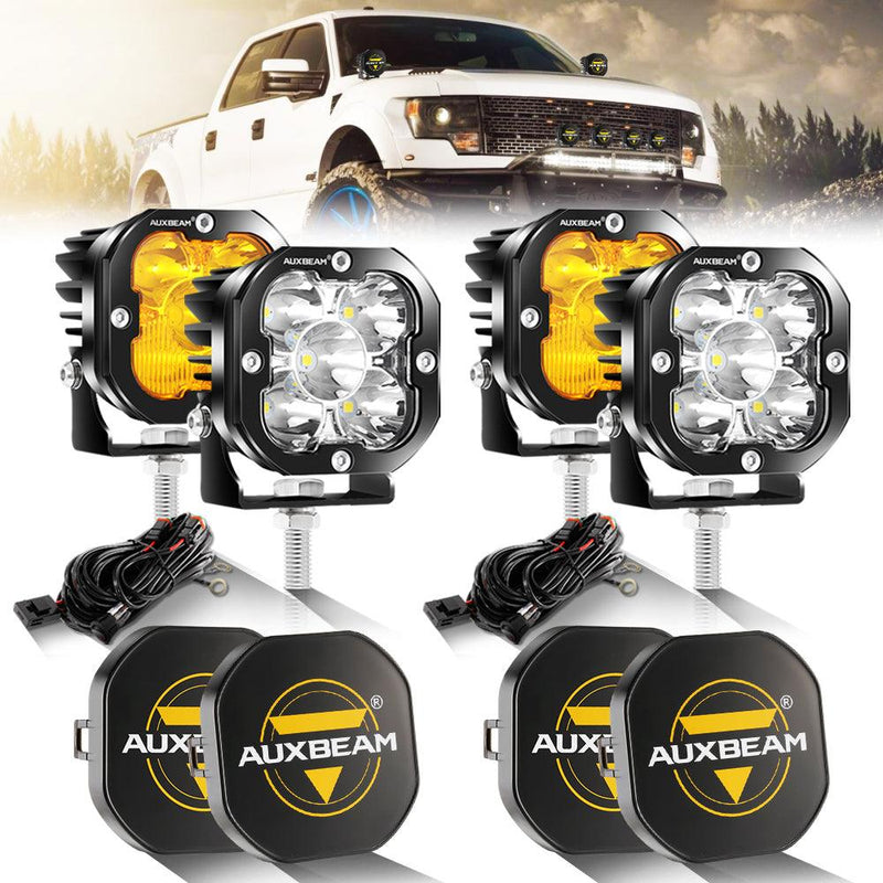 Load image into Gallery viewer, 3 Inch 80W 9600LM LED Pods Lights White&amp;Amber for FORD
