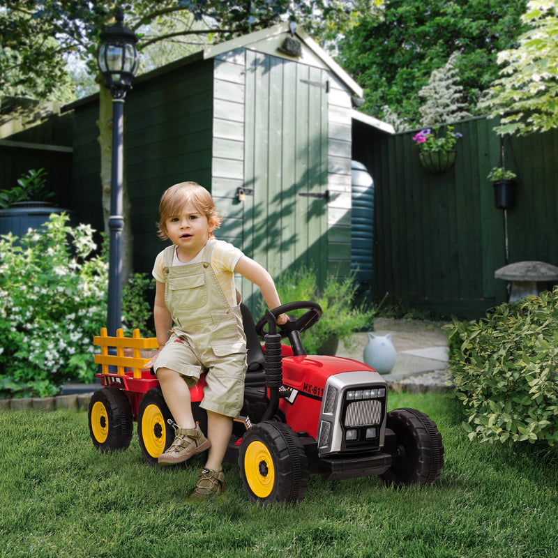 Load image into Gallery viewer, 12V Electric Tractor with Trailer and Dual Motors for Kids

