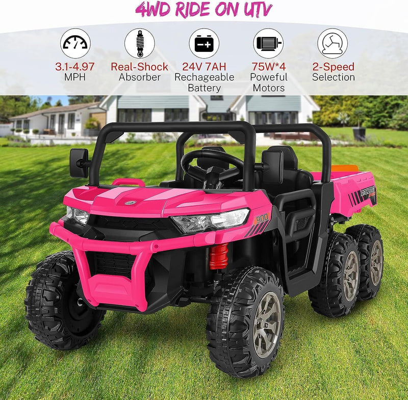 Load image into Gallery viewer, 4WD Kids Electric UTV Truck with Remote Control and Dump Bed - 24V Ride-On Vehicle
