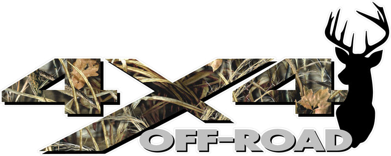 Load image into Gallery viewer, 4x4 Off Road CAMOUFLAGE Deer Head Decal Sticker (x2) [PICK 1 PATTERN]
