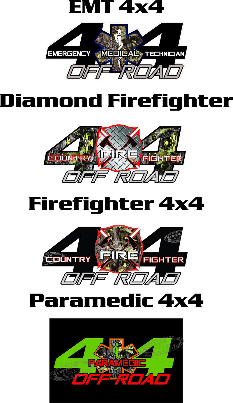 Load image into Gallery viewer, 4x4 (EMS) Off Road Decal Stickers (x2) [Firefighter, EMT, and Paramedic]
