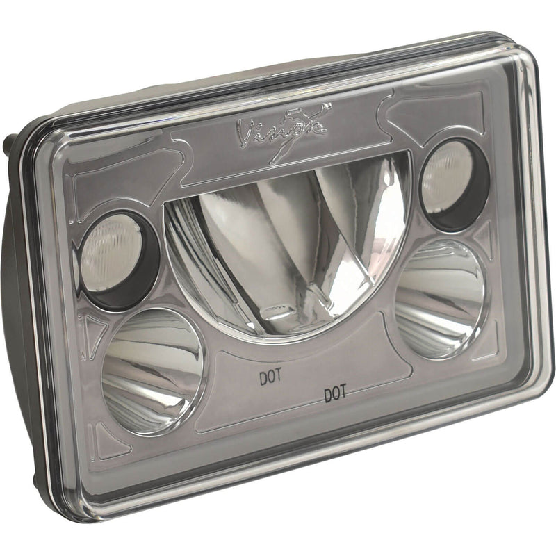 Load image into Gallery viewer, Single 4x6 Rectangle VX Amber Black Chrome LED Headlight (with Low-High-Halo)
