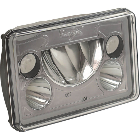 Single 4x6 Rectangle VX Amber Black Chrome LED Headlight (with Low-High-Halo)