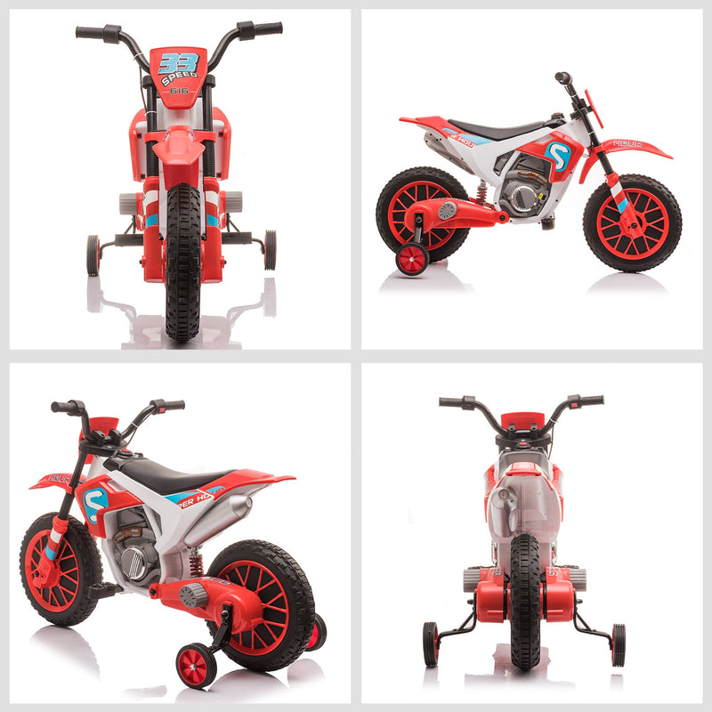 Load image into Gallery viewer, 12V Rechargeable Dirt Bike Toy with Training Wheels - Perfect for Little Riders!
