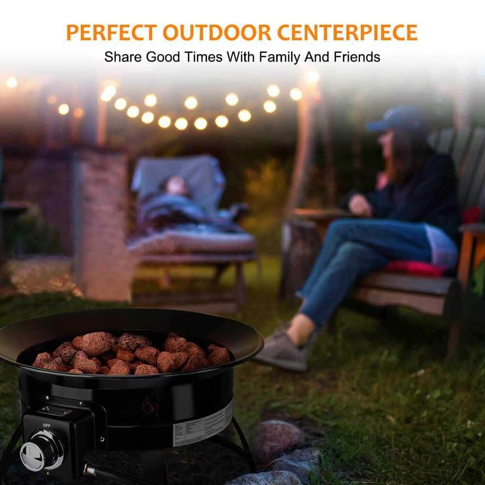 Camplux Outdoor Propane Fire Pit with Cover and Carry Kit, Auto-Ignition - Skoutley Outdoors LLC