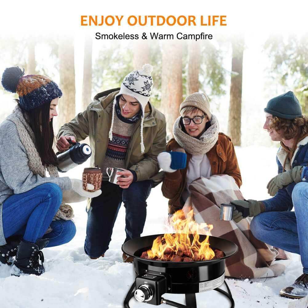 Camplux Outdoor Propane Fire Pit with Cover and Carry Kit, Auto-Ignition - Skoutley Outdoors LLC