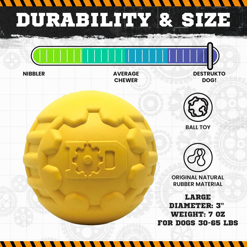 Load image into Gallery viewer, Industrial Dog Ball Rubber Chew Toy for Heavy Chewers | Yellow | USA Made | SodaPup
