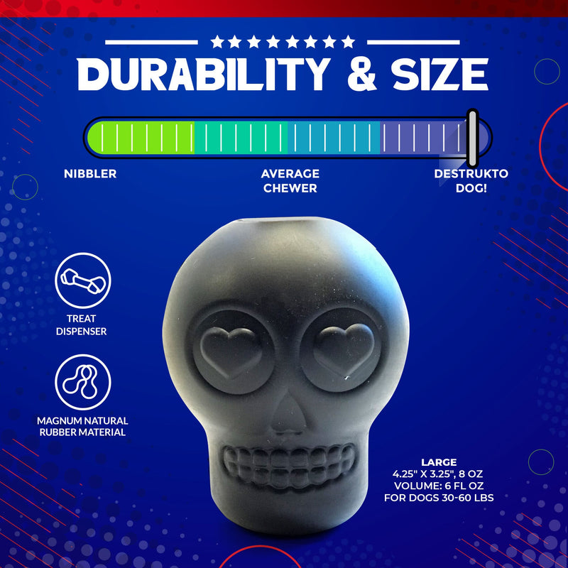 Load image into Gallery viewer, Magnum Sugar Skull Dog Chew Toy &amp; Treat Dispenser - USA Made | SodaPup
