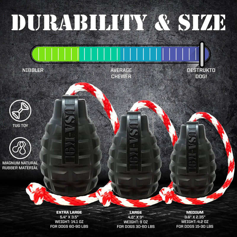 Load image into Gallery viewer, USA-K9 Magnum Grenade - Black Magnum Rubber Chew Toy for Extreme Chewers | USA Made
