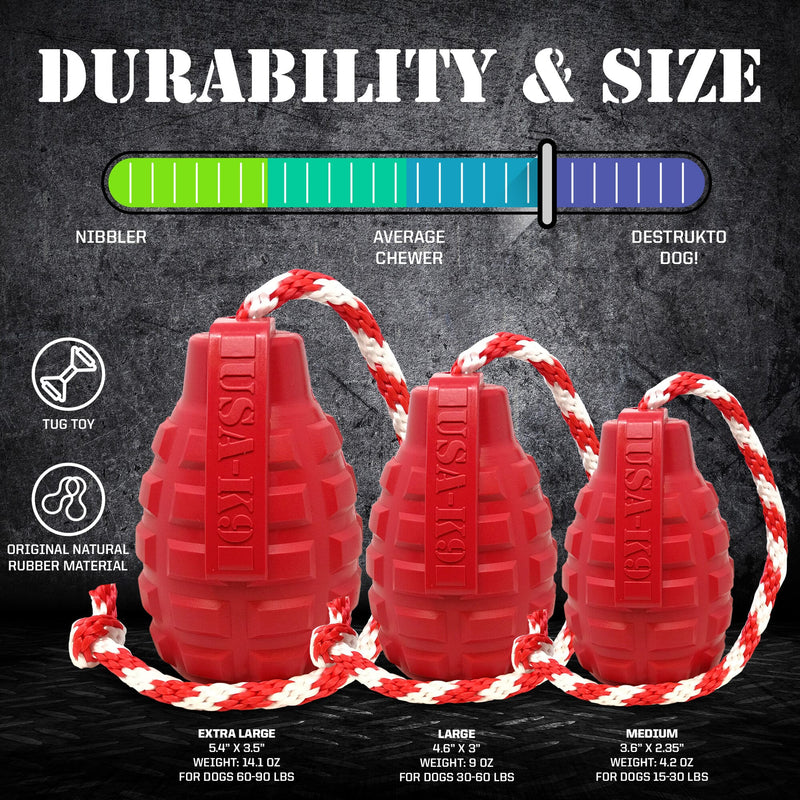 Load image into Gallery viewer, USA-K9 Grenade Shaped Rubber Dog Toy - Chew, Treat Dispenser &amp; Tug Toy | USA

